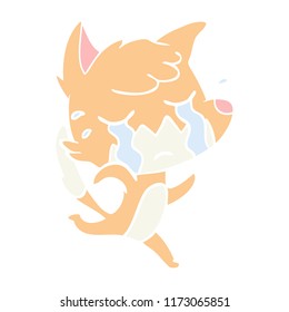 crying fox flat color style cartoon