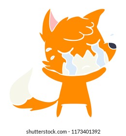 desenho animado estilo de cor plana da raposa chorando