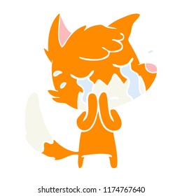 crying fox flat color style cartoon