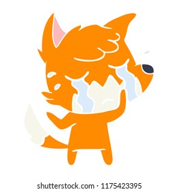 crying fox flat color style cartoon