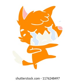 crying fox flat color style cartoon dancing