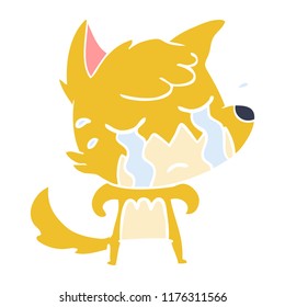 crying fox flat color style cartoon