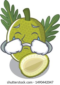 Crying fresh breadfruit in a cartoon basket