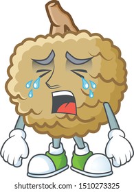 Crying fresh marolo fruit character mascot in cartoon