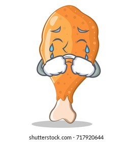 Crying fried chicken character cartoon vector illustration