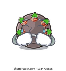 Crying fried escargot in a cartoon hot pan