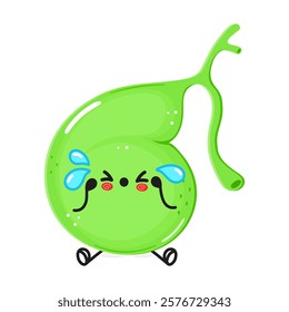 Crying Gallbladder character. Vector hand drawn cartoon kawaii character illustration icon. Isolated on white background