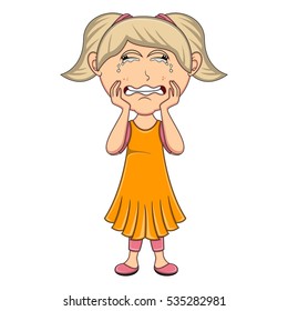 Crying girl cartoon vector illustration