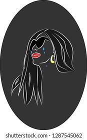 Crying girl in depression. Designer Vector Illustration
