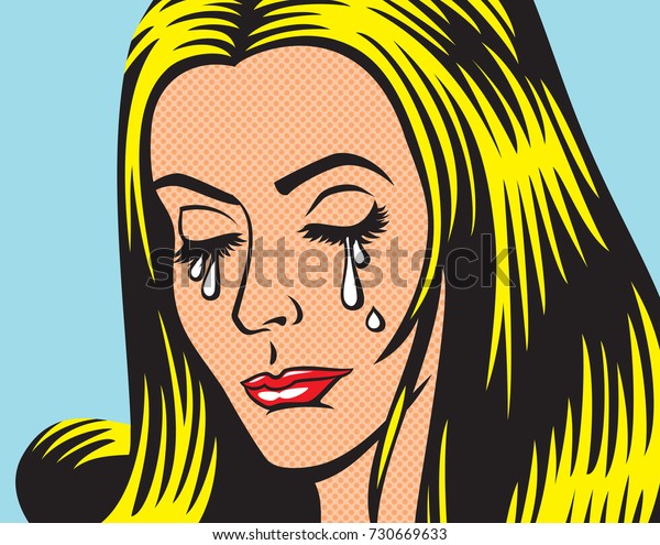 Crying Girl Pop Art Style Stock Vector (Royalty Free) 730669633