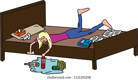 Crying girl student stressed and frustrated in exam period at university or high school