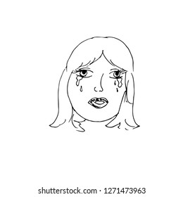Crying girl. Vector illustration.