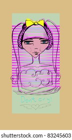 crying girl/ vector illustration