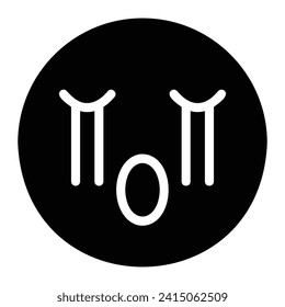 fondo blanco del icono de glifo que está en llanto