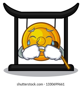 Crying golden gong isolated with the mascot