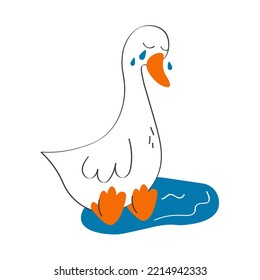 Llorando ganso. Ilustración vectorial moderna dibujada a mano.
