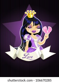 Crying gothic princess with a broken heart - poster