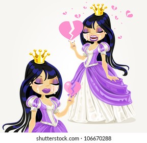 Crying gothic princess with a broken heart