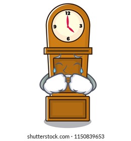 Crying grandfather clock mascot cartoon