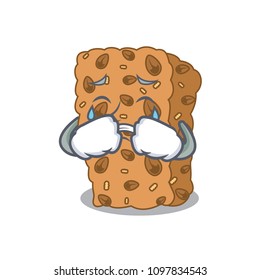 Crying granola bar mascot cartoon