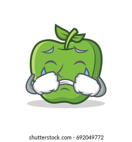 Crying green apple character cartoon
