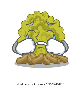 Crying green coral reef isolated with cartoon