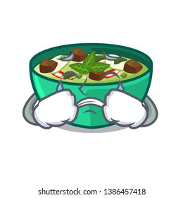 Crying green curry in the character shape