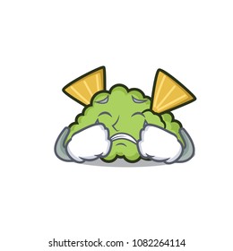 Crying guacamole mascot cartoon style