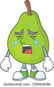 Crying guava fruit ripe mascot cartoon style.