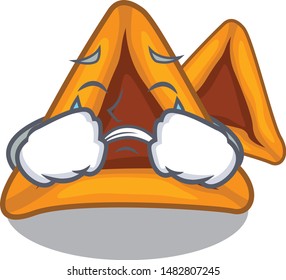 Crying hamantaschen cookies isolated with the mascot