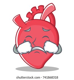 Crying heart character cartoon style