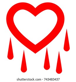 Crying Heart flat vector pictograph. An isolated icon on a white background.