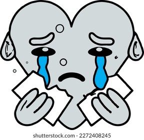 Crying heart holding paper, vector illustration