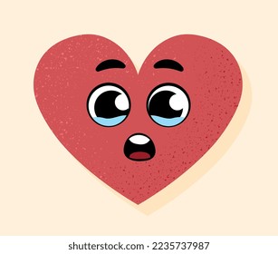 Crying heart icon. Sticker for social networks and messengers. Communication and interaction on Internet, cute upset character, sadness. Poster or banner for website. Cartoon flat vector illustration