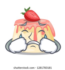 Crying homemade strawberry pudding on character board