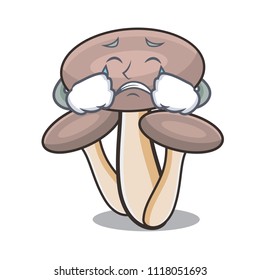 Crying honey agaric mushroom mascot cartoon