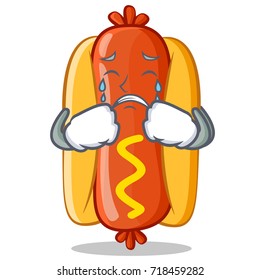 Crying Hot Dog Cartoon Character