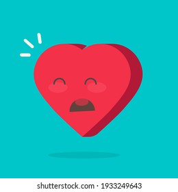Crying hurt heart face emotion icon or unhappy sadness mood idea vector flat cartoon symbol isolated