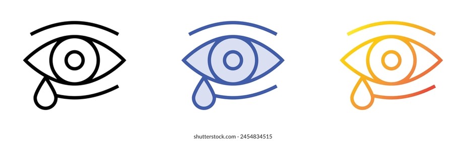 crying icon. Linear, Blue Fill and Gradient Style Design Isolated On White Background
