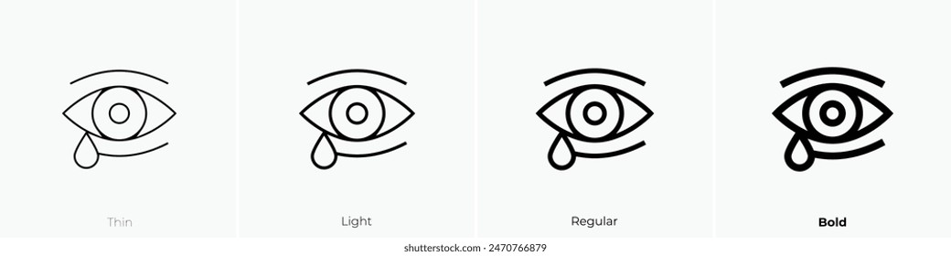 crying icon. Thin, Light Regular And Bold style design isolated on white background