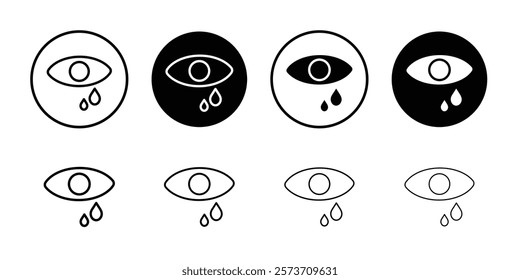 Crying icon Thin line art isolated