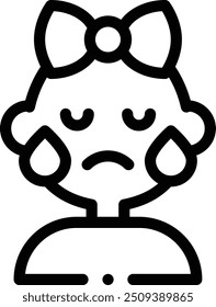 crying icon. Thin Linear Style Design Isolated On White Background