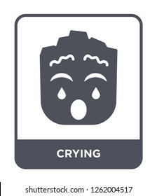 crying icon vector white