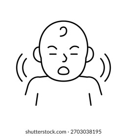 vetor de ícone de linha infantil chorando. sinal infantil chorando. símbolo de contorno isolado ilustração preta
