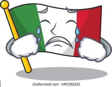Crying italy flags isolated wth the cartoon