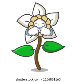 Crying jasmine flower mascot cartoon