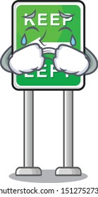 Crying keep left road sign mascot