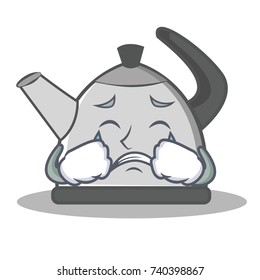 Crying kettle character cartoon style