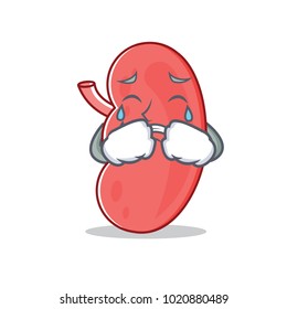 Crying kidney mascot cartoon style