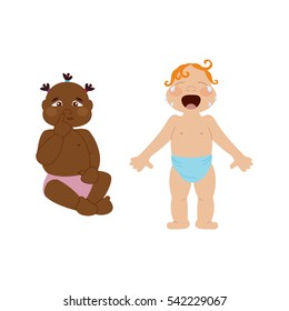 Crying kids vector illustration.